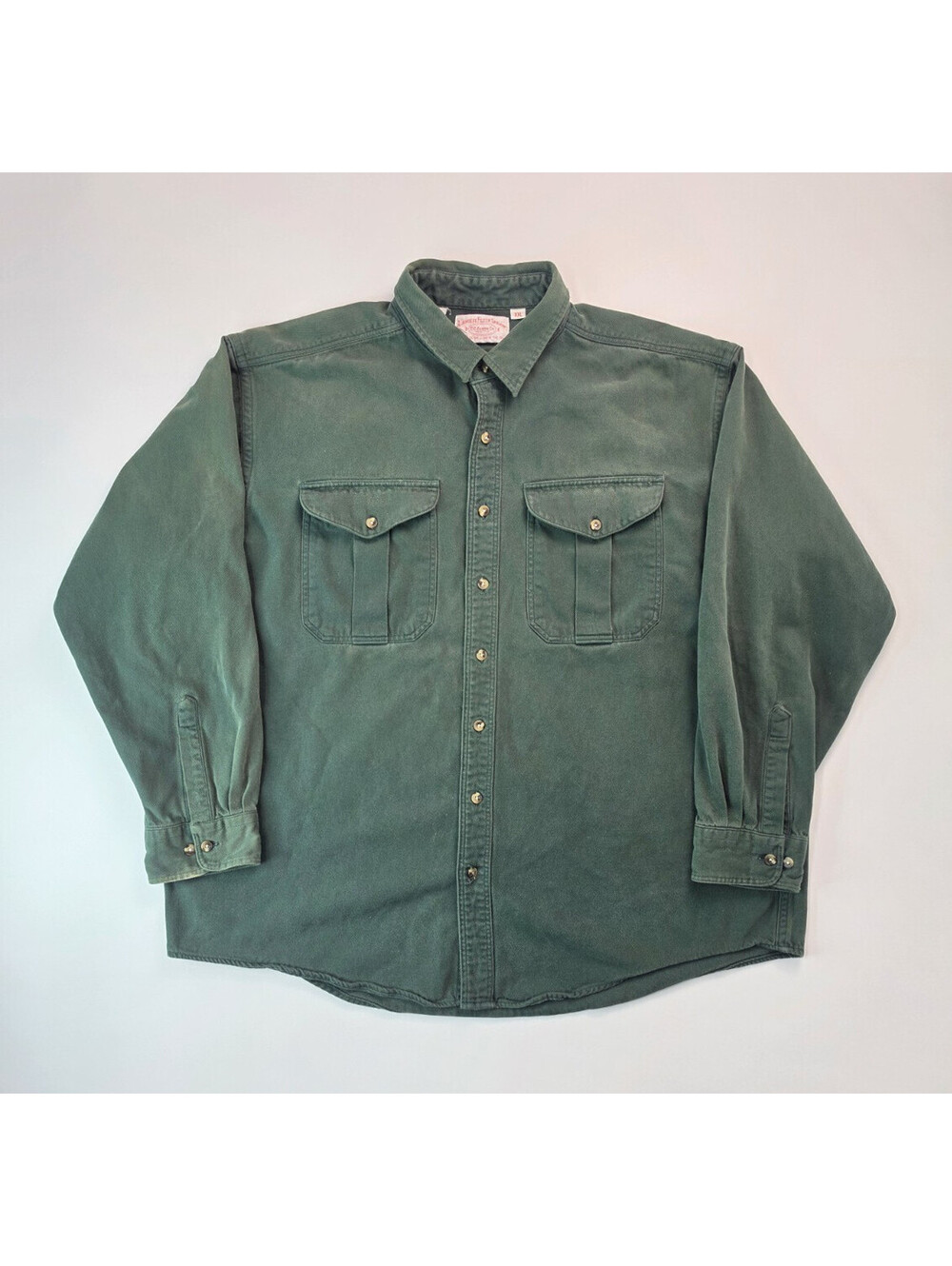 Filson Vintage Style 850 Green Chamois Button Shirt Mens Size XXL 2XL